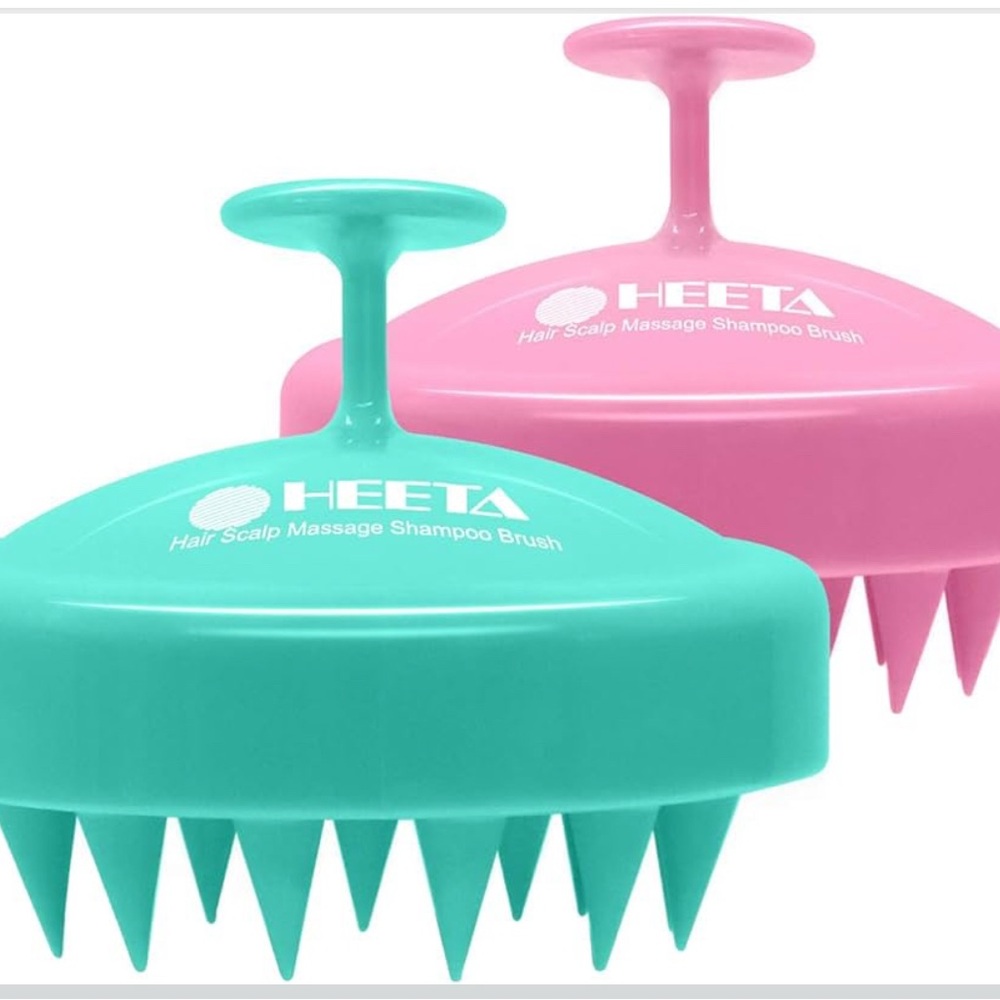 HEETA Scalp Massage Shampoo Brush Set - Pink and Green